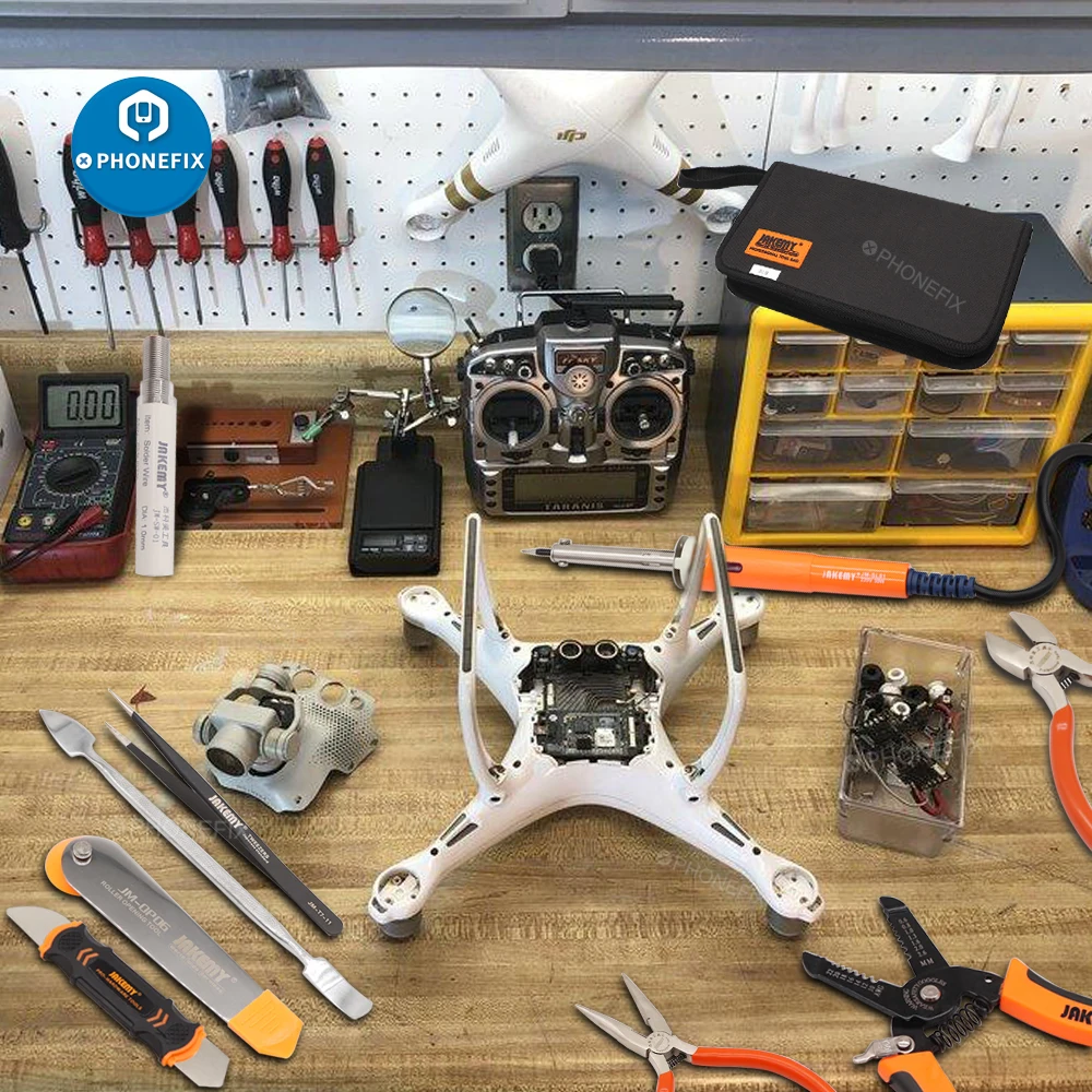 Kit d'outils de réparation de drones RC 15 en 1, soudage électrique pour quadcoptes, Drone, hélicoptère, avion, UAV, sac d'outils de réparation, JM-P14