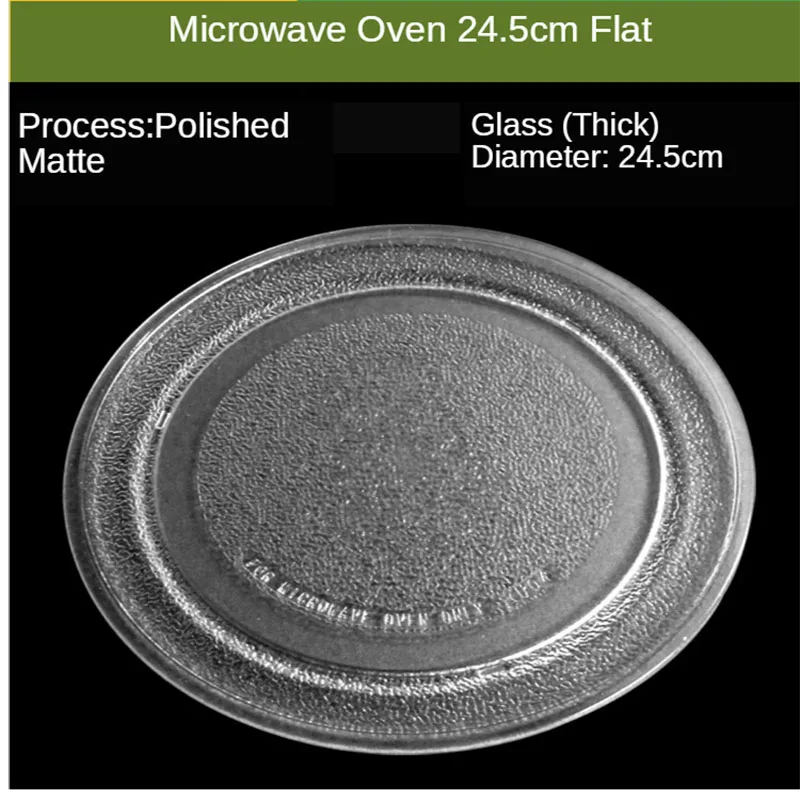 Plato plano Original de 24,5 cm, plato giratorio para horno microondas, bandeja para horno microondas de fondo plano, bandeja de vidrio