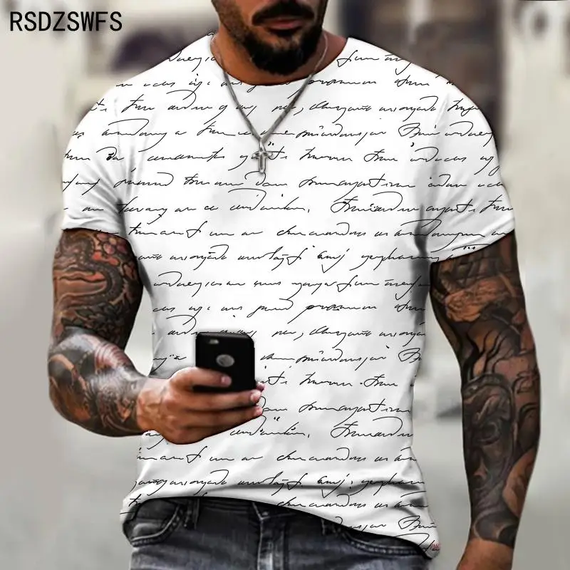 Sexy designer original letter print t-shirt men\'s summer round neck short sleeve Street Fashion T-shirt large size 5XL