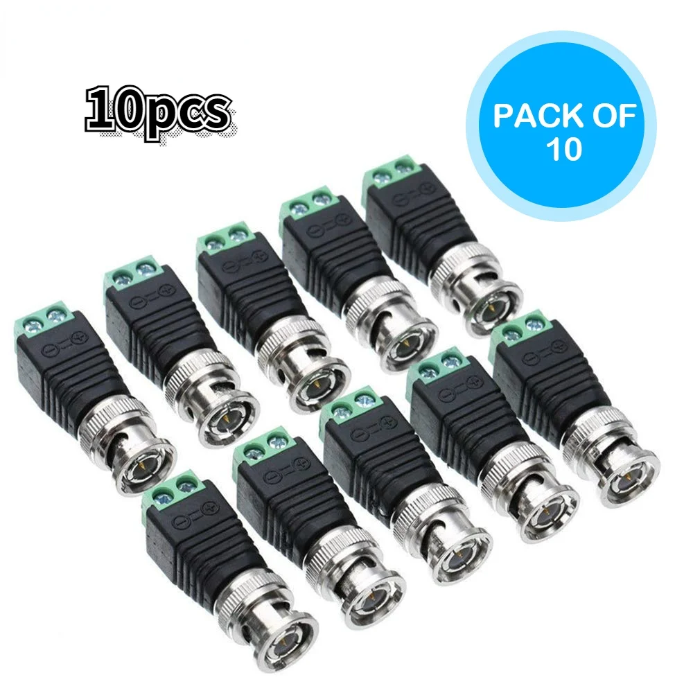 10pcs BNC Connectors for AHD Camera CVI Camera TVI Camera CCTV Camera Coaxial/Cat5/Cat6 Cables