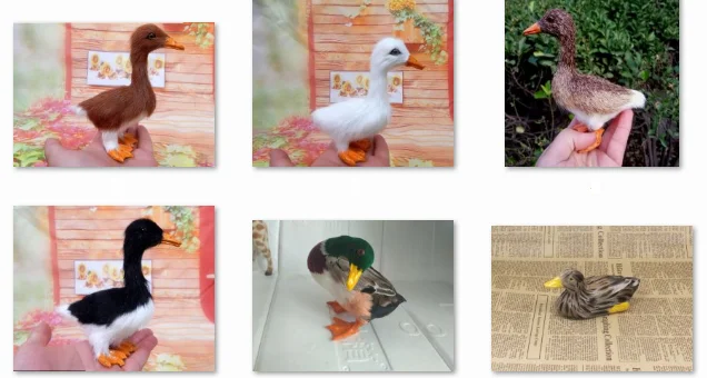 Artificial Duck Hard Model Ornament in Polyethylene And Furs Handmade Desktop Decorative Item Home Gift A2185