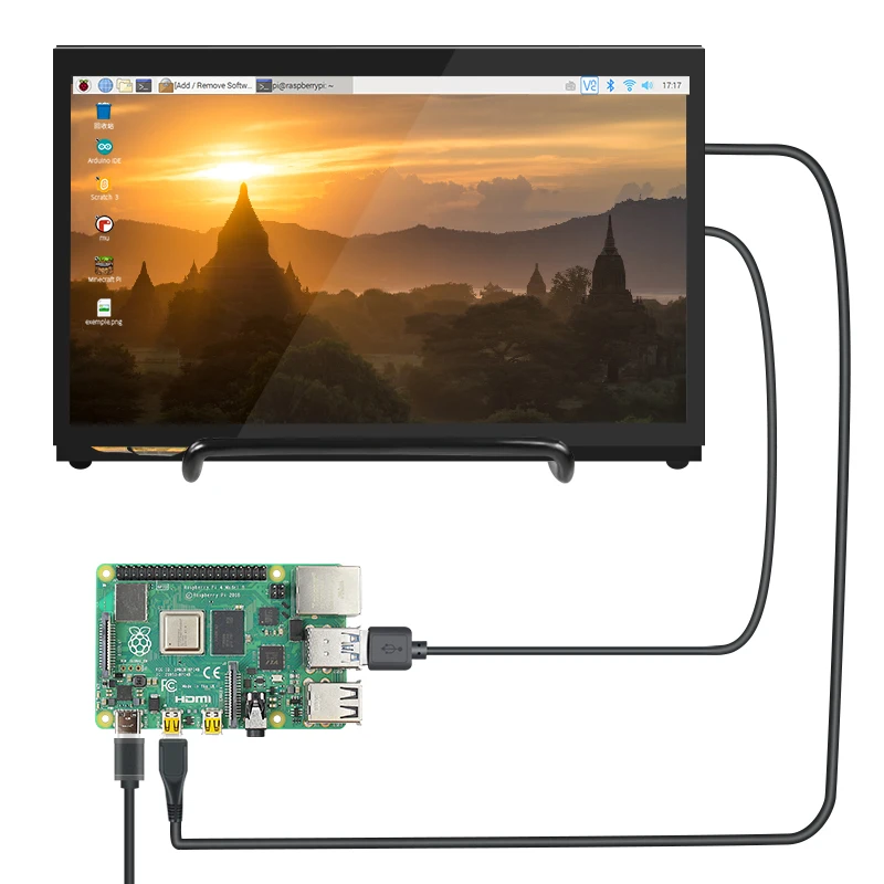 7 inch Raspberry Pi 4B /3B+/3B Touch Screen 1024*600 800*480 LCD Display Optional Holder also for PC Laptop Nvidia Jetson Nano