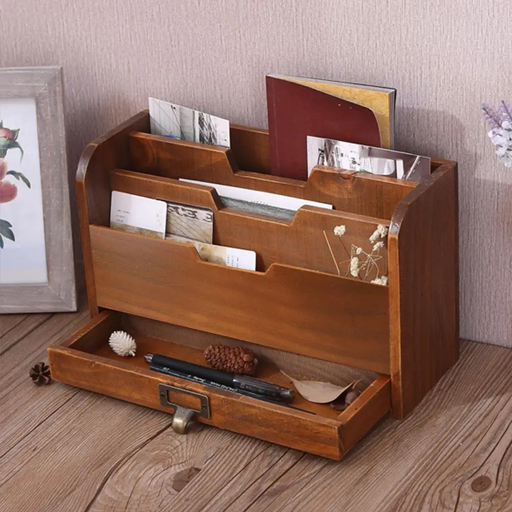 Multi-layer Wooden Paper File Letter Mail Box Home Office Desk Document Storage Sorter Organizer Wall Mounted Postcards Boxes