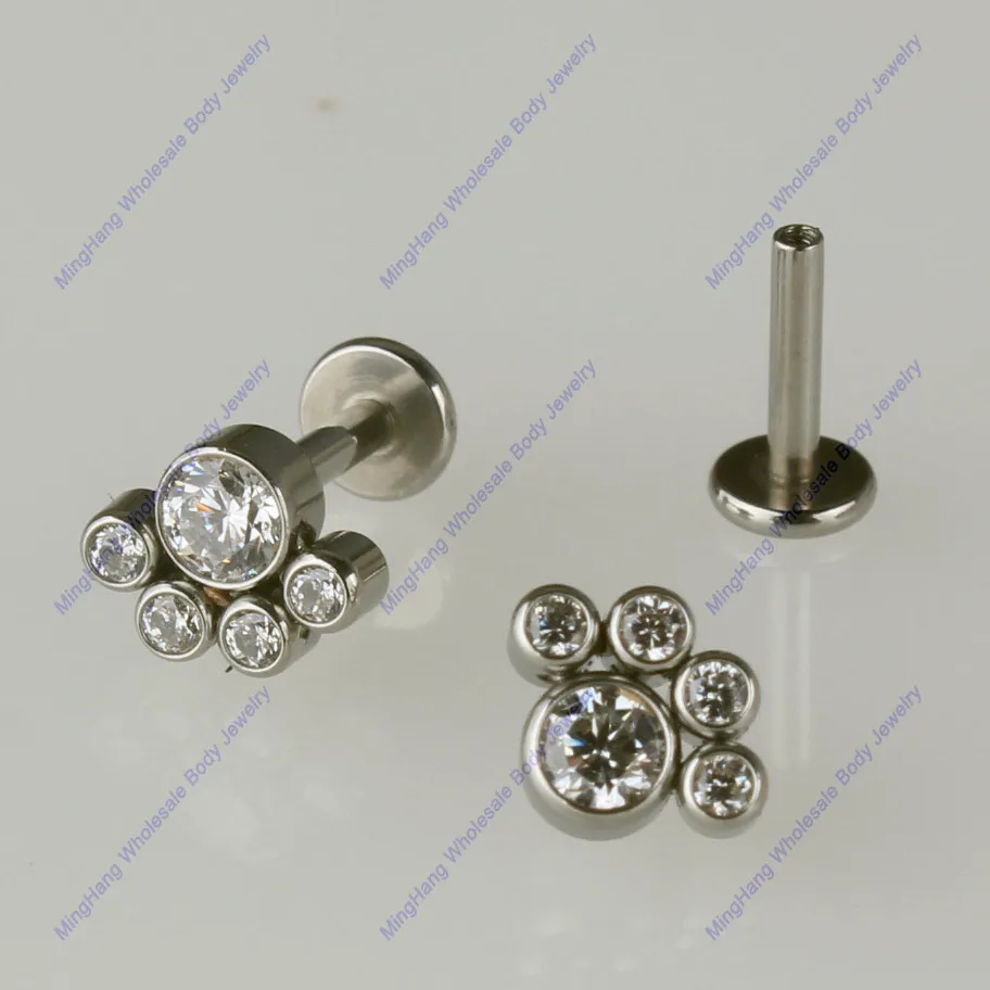 

ASTM F136 Titanium Inter Threaded 16g Ear Cartilage Helix Tragus Stud Labret Lip Piercing Body Jewelry