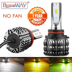 BraveWay sin ventilador 10000LM 12V bombillas LED para coche motocicleta H4 H7 H1 H3 H8 H11 HB3 HB4 9006 H27 faros antiniebla H3 LED faro Auto