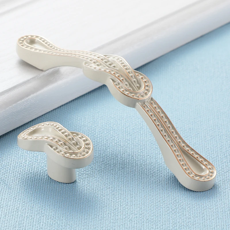 YUTOKO Ivory White Door Handles And Knobs For Cabinet Kitchen Cupboard Zinc Alloy Furniture Handles Dresser Drawer Pull Hardware