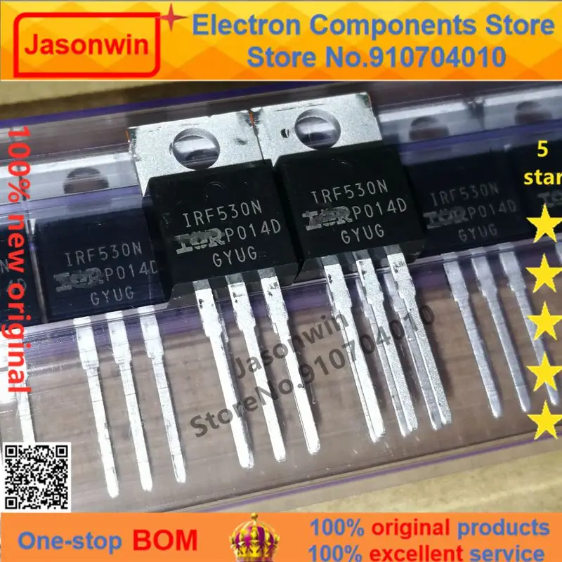 100% nuevo 50 unids/lote original MOSFET IRF530NPBF  17A100V  IRF530N  TO-220 Transistor