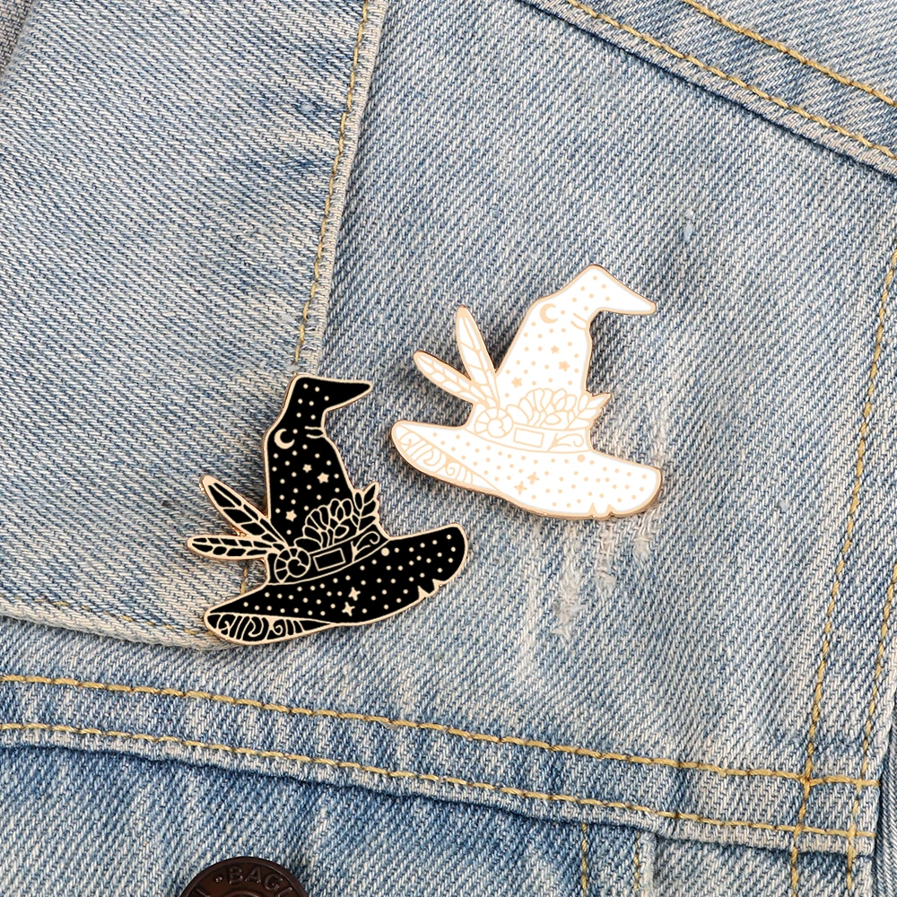 مضحك قبعات الساحرة المينا دبابيس ماجيك وورلد تمرير شارات ممارسة أدوات السحر مشبك معدني دبابيس الملابس والمجوهرات للسحلات #3