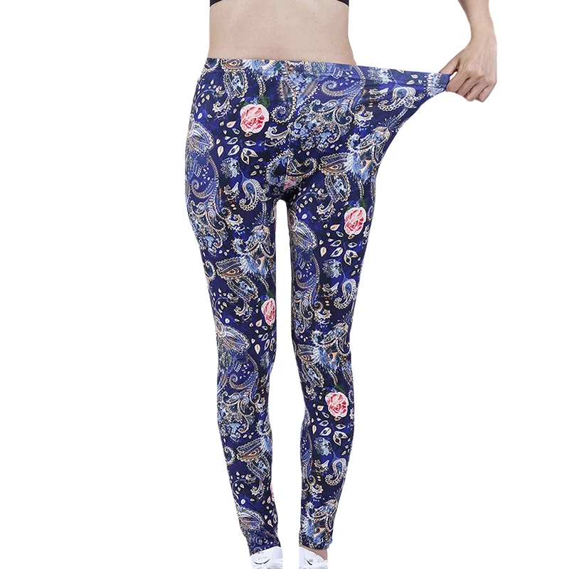 CHSDCSI Fashion Floral Print Leggings Women High Waist Elastic Workout Leggins Slim Fitness Gym Sport Running Stretchy