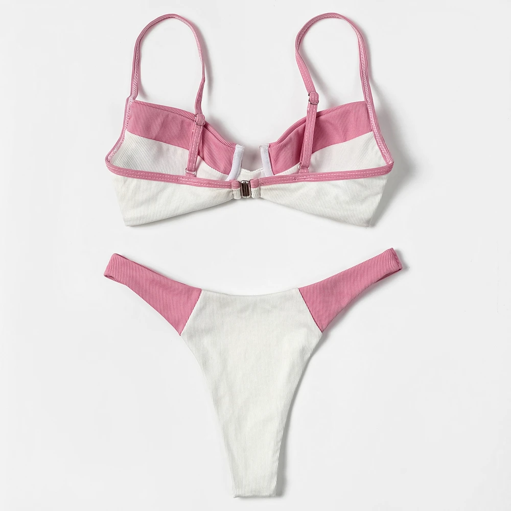 ZTVitality Bikini Sexy con empalme acanalado 2022 Recién llegado Sujetador acolchado con aros Push Up Traje de baño de corte alto Traje de baño para mujer Ropa de playa biquini