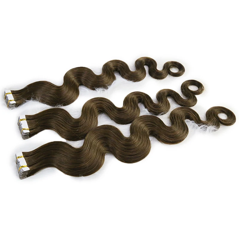 Virgin Body Wave Tape in Hair Extensions Real Human Hair 14-24" Invisible Tape Hair Extensions 2.5g/pcs Adhesive PU Tape ins