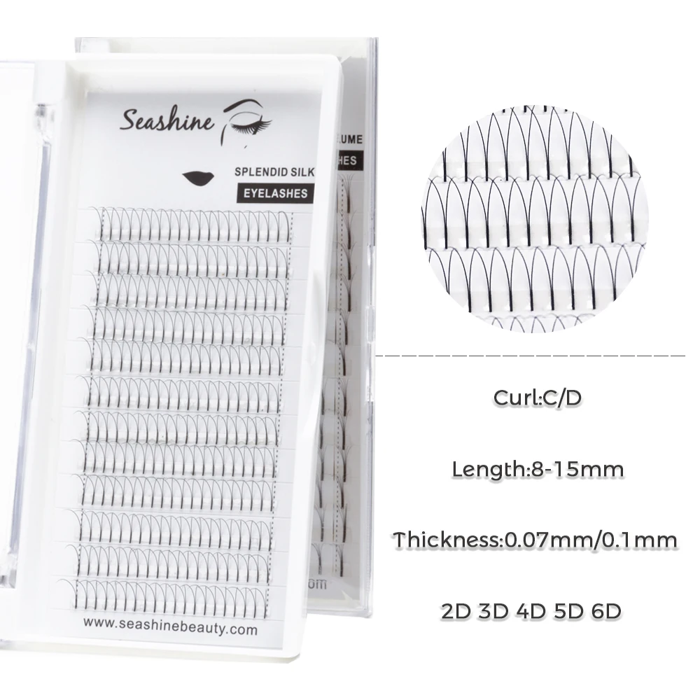 Seashine New Product Individual Lashes Premade Fans 2D-6D Long Stem False Eyelashes Russia Volume Extension Sipplies Premadefan