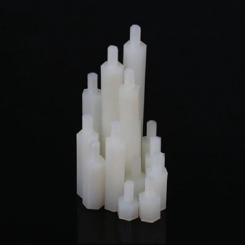 10-80Pcs M2 M2.5 M3 M4 Nylon Hex Spacer Separation Pillar Isolation 5mm-40mm A+B Hexagonal Single-head Support Column *AT168-215