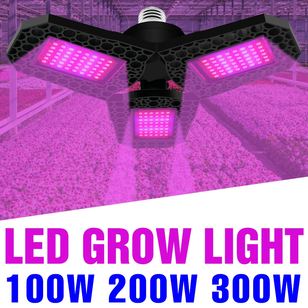 Lámpara LED de espectro completo para cultivo de plantas, Bombillas E27, 220V, 110V, E26, 100, 200, 300W