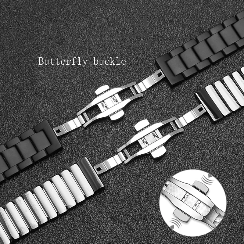 Suitable for new H-u-awei B6 sports smart bracelet strap butterfly buckle B3 B5 business personality fashion ceramic watch chain