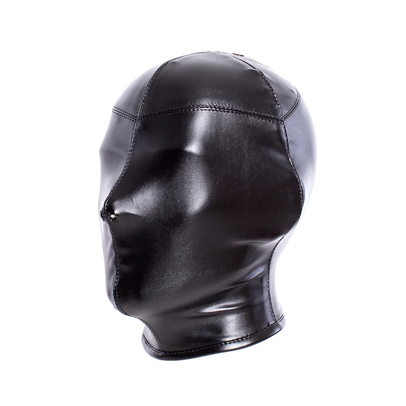 Fetish Bdsm Bondage Sensory Deprivation Erotic Accessories of Soft Adjustable Leather Hood Mask Sex Toys for Slave Role Play