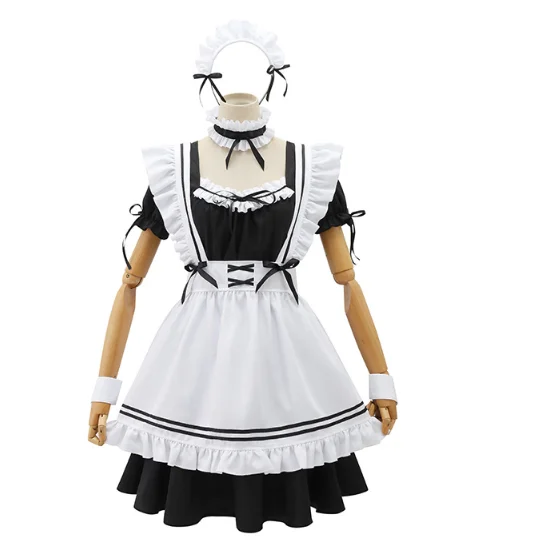 Black Cute Lolita Maid Costumes French Maid Dress Girls Woman Amine Cosplay Costume Waitress Maid Party Stage Costumes