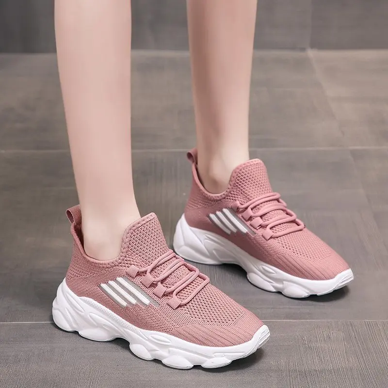 Summer Mesh Breathable Casual Sneakers Women Flats Running Shoe Students Vulcanize Shoes Lace-up Light Female Footwear