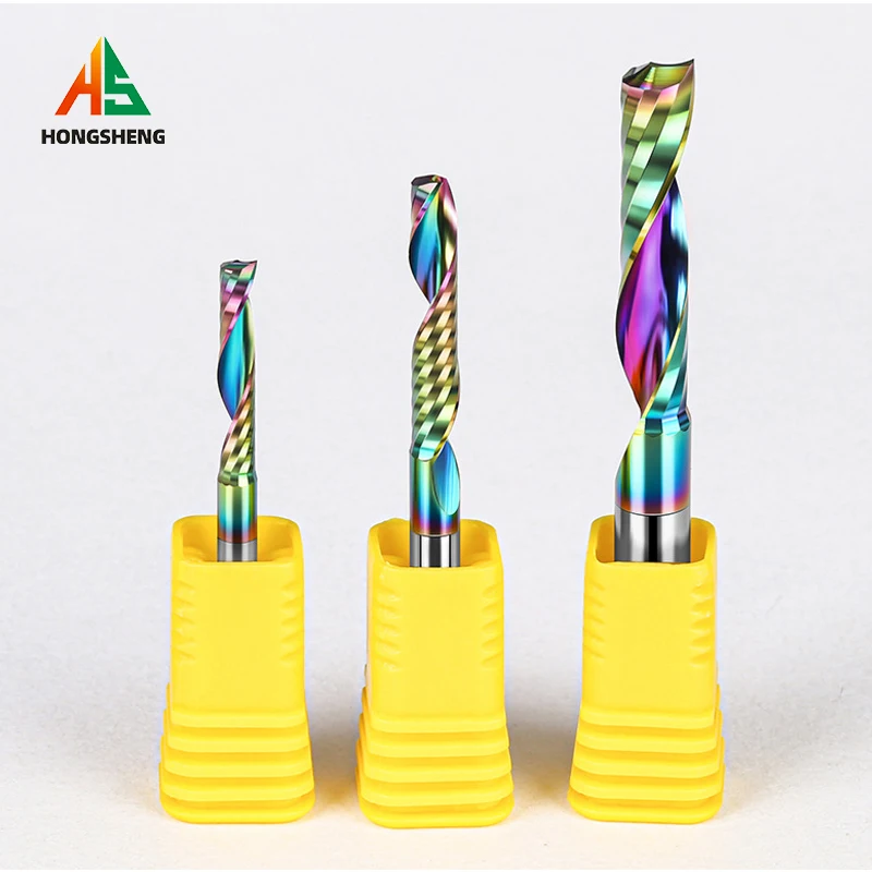 단일 플루트 우드 밀링 커터 1To 12mm CARBID 엔드 밀 DLC 컬러 코팅 아크릴 플라스틱 알루미늄 라우터 비트 목공 도구