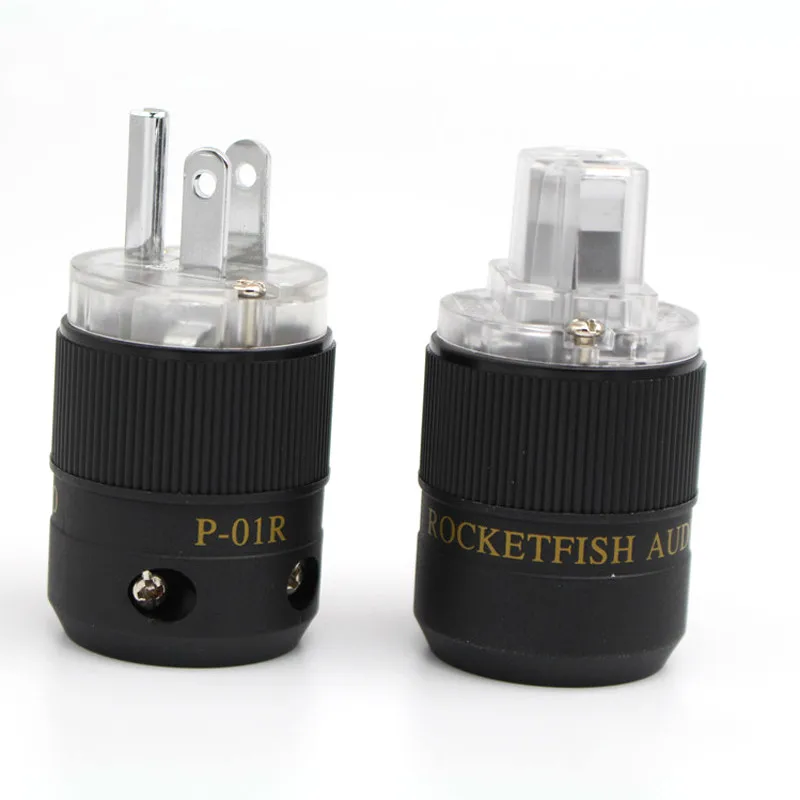 Pair HIFI P01-R Rhodium Plated US AC Audio Power Plug With IEC Connector