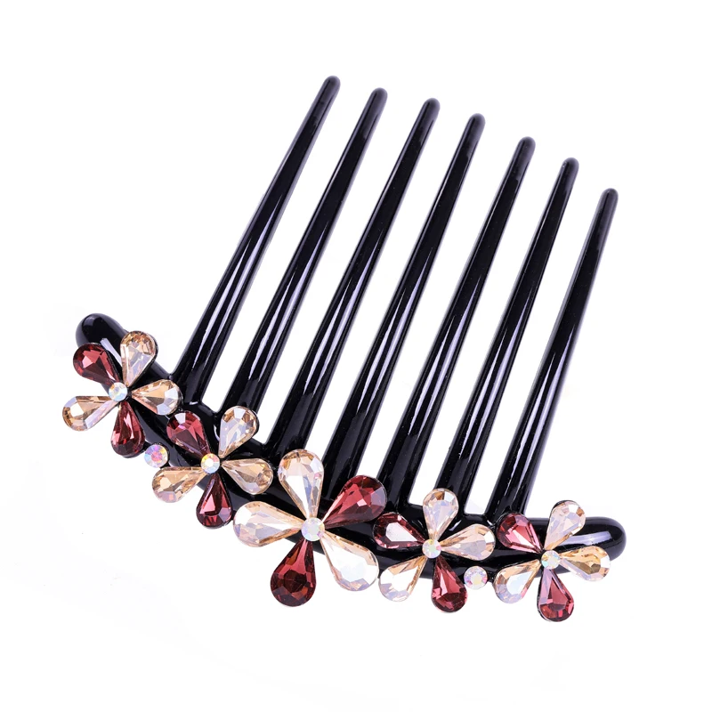 Morkopela Crystal Flower Hair Comb Banquet Hair Jewelry for Women Wedding Hair Clip Accessories Rhinestone Arylic Combs Hairpin