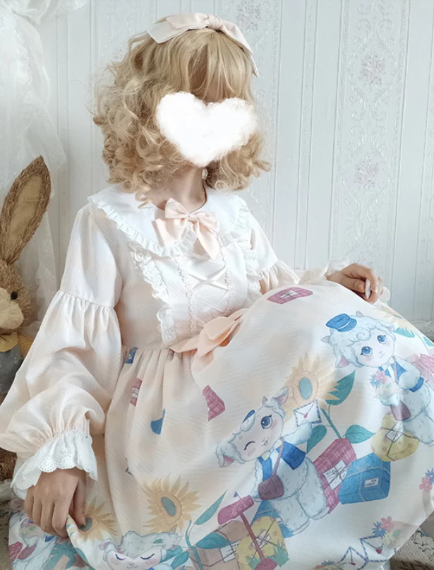 Dolce principessa lolita abito vintage pizzo bowknot peter pan colletto vita alta abito vittoriano kawaii ragazza gotica lolita op loli