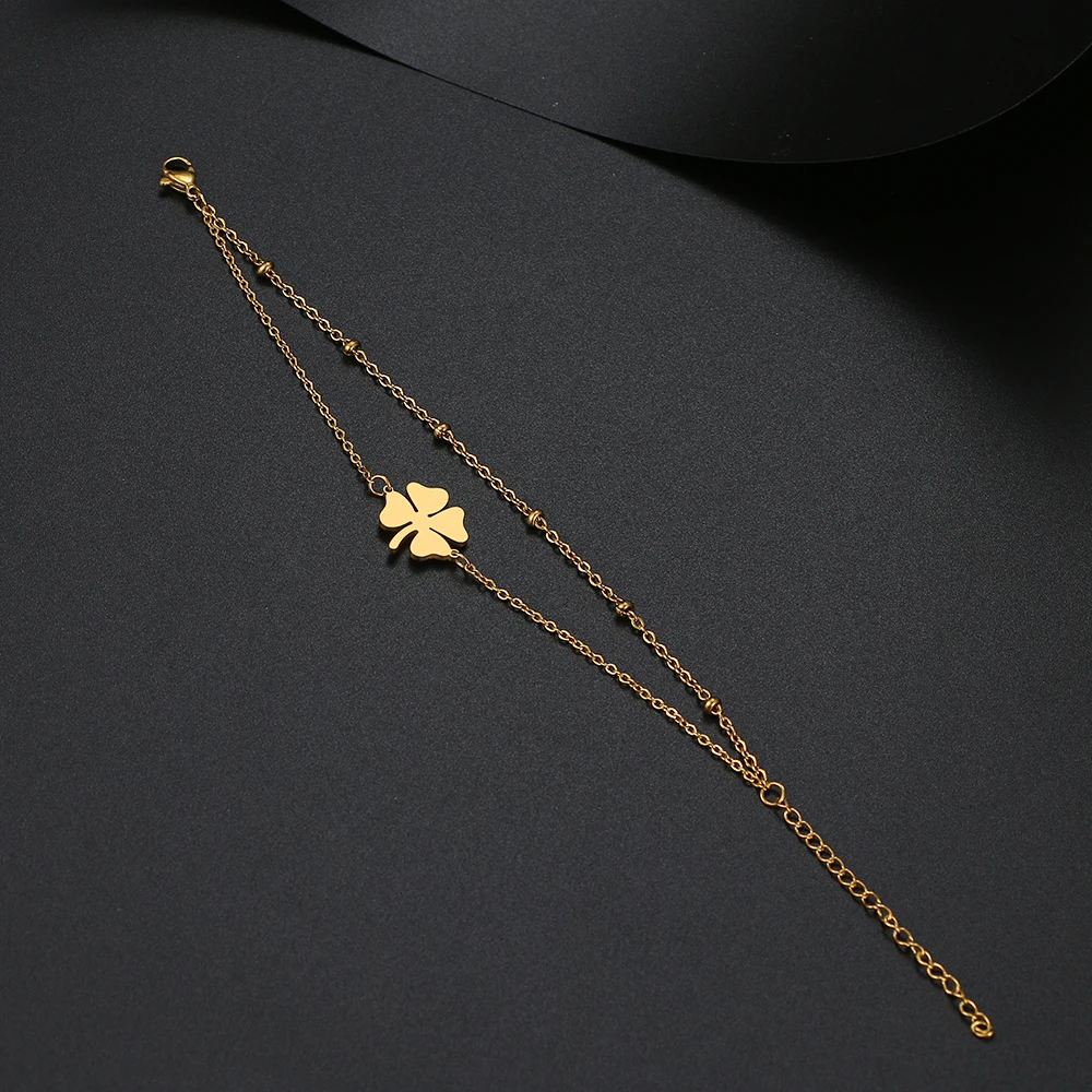 Image 5: Bracelets en acier inoxydable trèfle à quatre feuilles, Style classique à la mode pour femmes, bijoux fins à la mode, cadeaux de fête de mariage