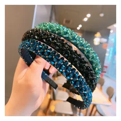 Handmade Beaded Hairband Hair Hoops for Women Wide 4 Rows Crystal Sweet Headband Party Headwear Wedding Hair Accessories Jewelry