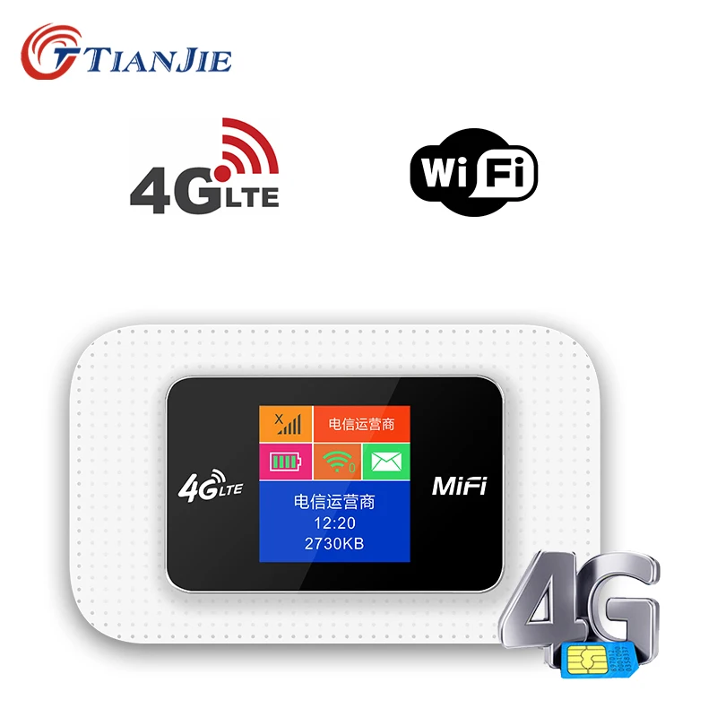 

TIANJIE 4G WIFI Router Mobile Modem 2100mAh Battery Travel Partner Wireless Pocket Car With SIM Card Slot