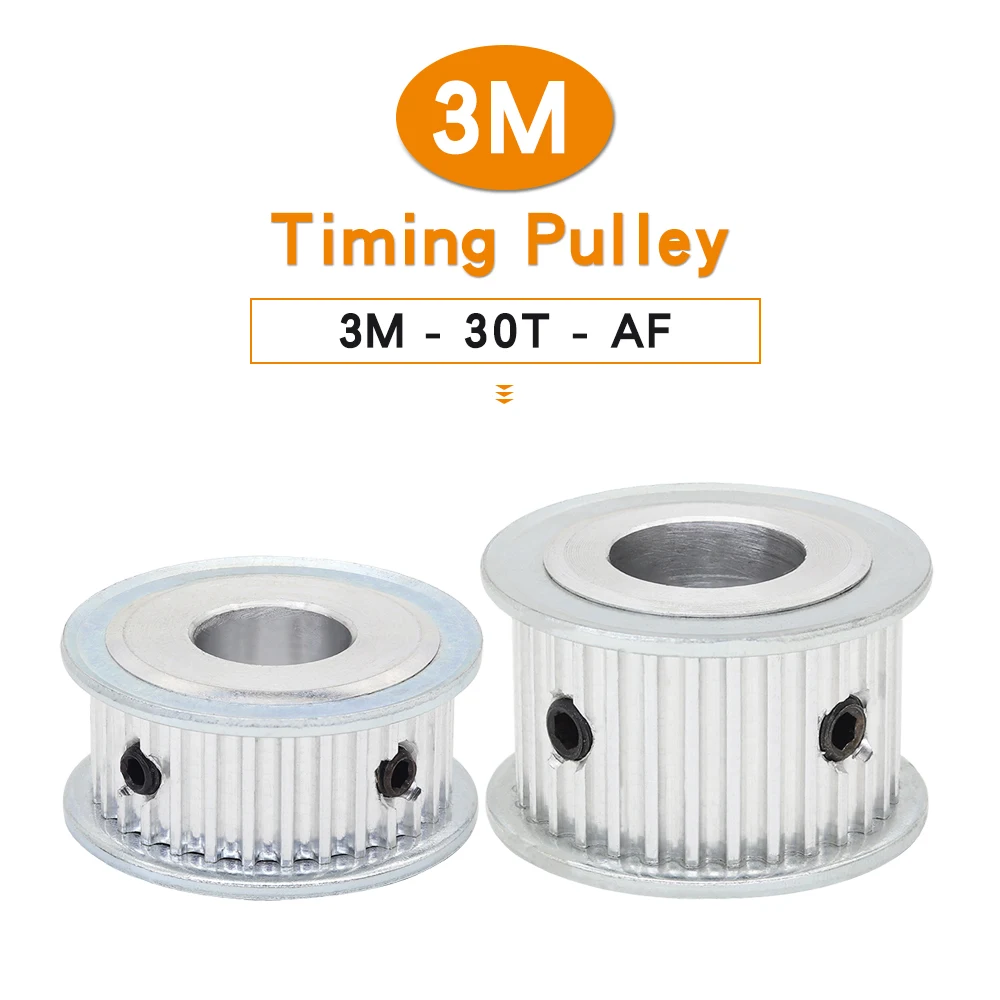 3M-30T Pulley Wheel Bore Size 6/6.35/8/10/12/14/15 mm Alloy Wheels Teeth Pitch 3.0 mm AF Shape For Width 10/15mm 3M Timing Belt