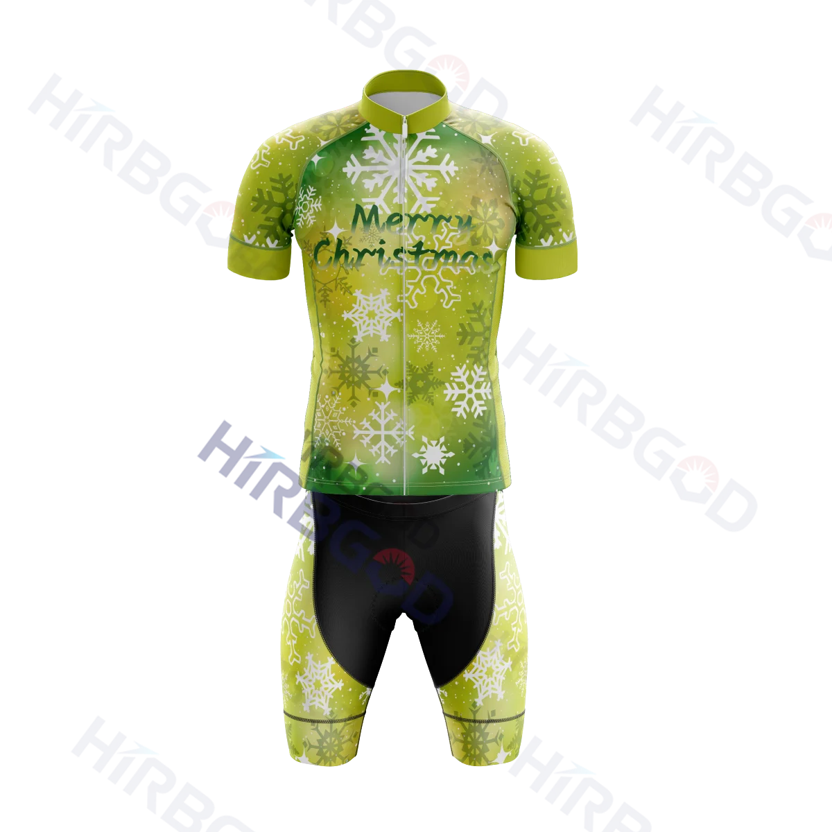 

HIRBGOD New Green Firework Ployester Men Jersey Cycling Summer Shorts Sleeve Bike Clothing Set Sponge Pants Pad Sportswear Suit