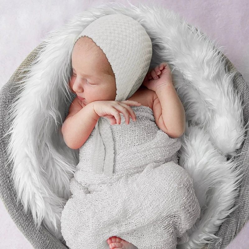 

2pcs Wrap Hat Sets Newbornn Photography Props Boys Girls Photography Swaddle Blanket Infant Baby Picture Shoot Props Accessories