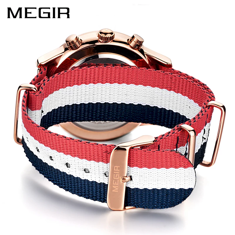 Fabric Watch Strap with Rose Gold Pin Buckle 22mm Watch Band Fashion Causal Canvas Bracelet Straps for MEGIR men watch 2011