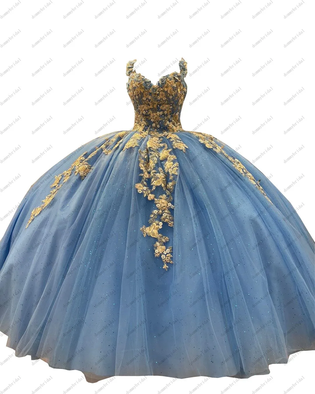 Delicado 2023 oro 3D Floral flores encaje azul claro Quinceañera vestidos 15 años Niña vestido de baile fiesta depurador vestido de noche