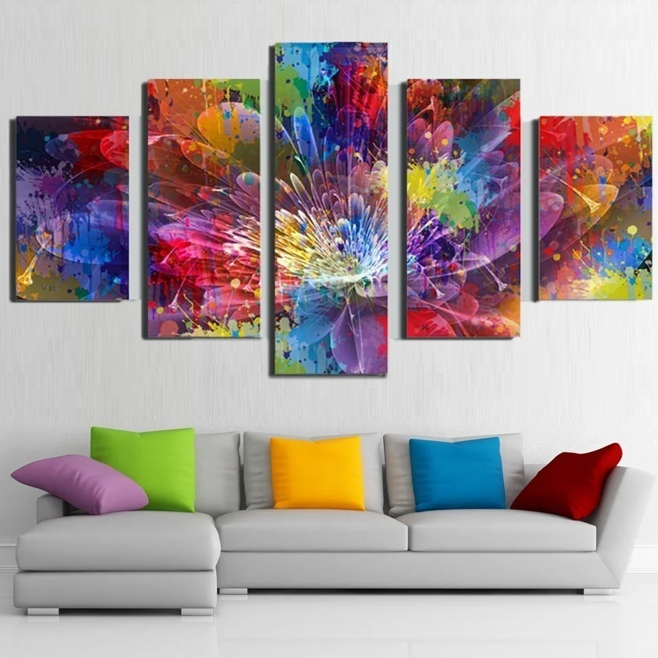 

Canvas Painting 5 Pieces Gorgeous Flowers Abstract Canvas Print Poster Bedroom Pictures for Home Decor Wall Pictures