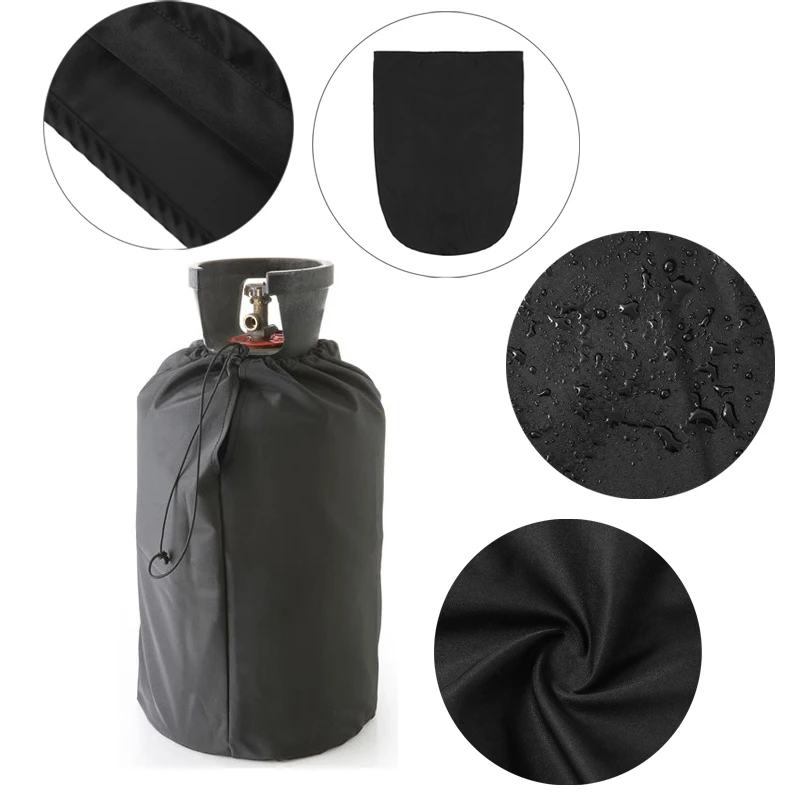 Black Propane Tank Cover Gas Bottle Dust Covers Waterproof Dust-proof BBQ Grill Outdoor Rain Protect Oxford Cloth Storage Bag