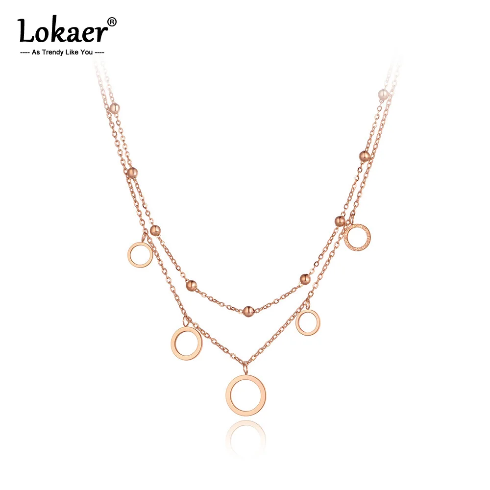 Lokaer trend ige böhmische edelstahl doppels chichtige charm kette choker halskette strand schmuck anhänger halskette für frauen n20270