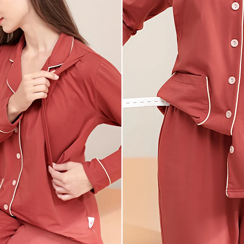 Thick Pure Cotton Pajamas for Women, Sleepwear, Loose, Comfortable, Warm, Long Sleeve, Home, Spring / Fall / Winter Collection