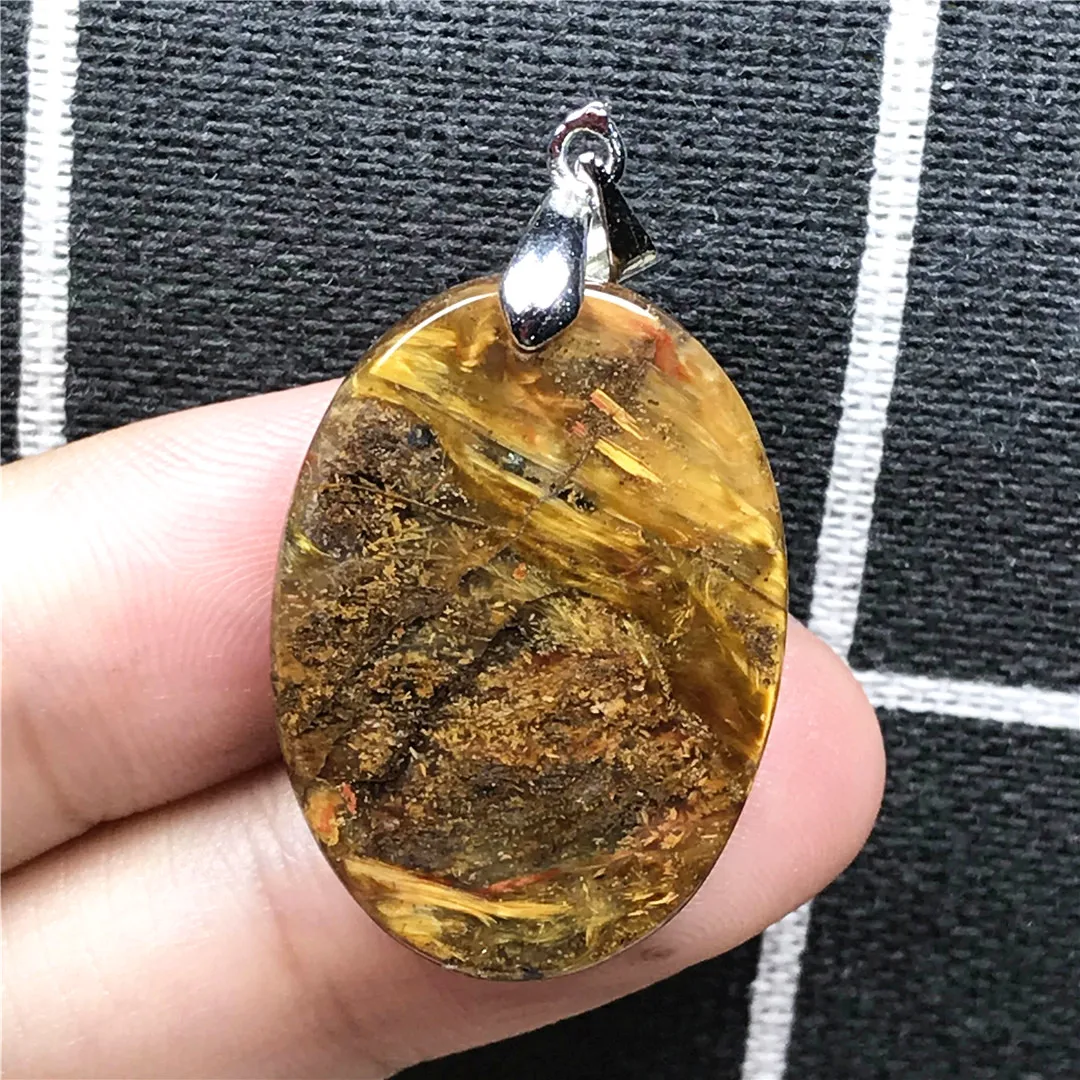 Top Natural Pietersite Stone Pendant For Women Men Oval Crystal 28x20mm Beads Yellow Red Namibia Energy Gemstone Jewelry AAAAA