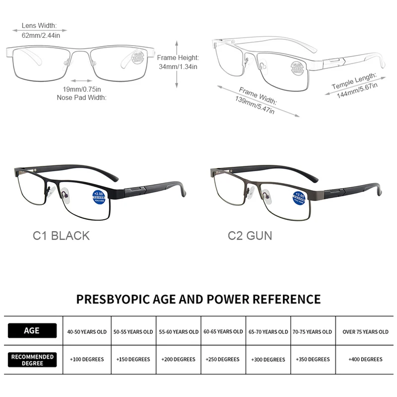 Hochwertige Edelstahl Lesebrille Männer Frauen Mode presbyopische Brillen Geschäft Hyperopie Anti Blaulicht Brillen