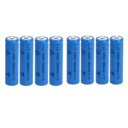 8pcs/lot Large capacity 3.7V 1300mAh rechargeable battery 14500 lithium ion rechargeable battery for flashlight battery