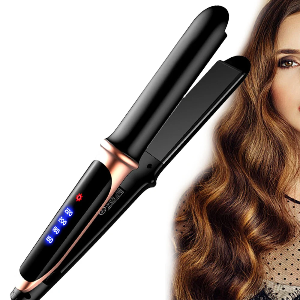 

Professional Hair Straightener Ceramic Hair Tool LCD Display 2 In 1 Curler Flat Iron Straightener Multi-function Styling Tools