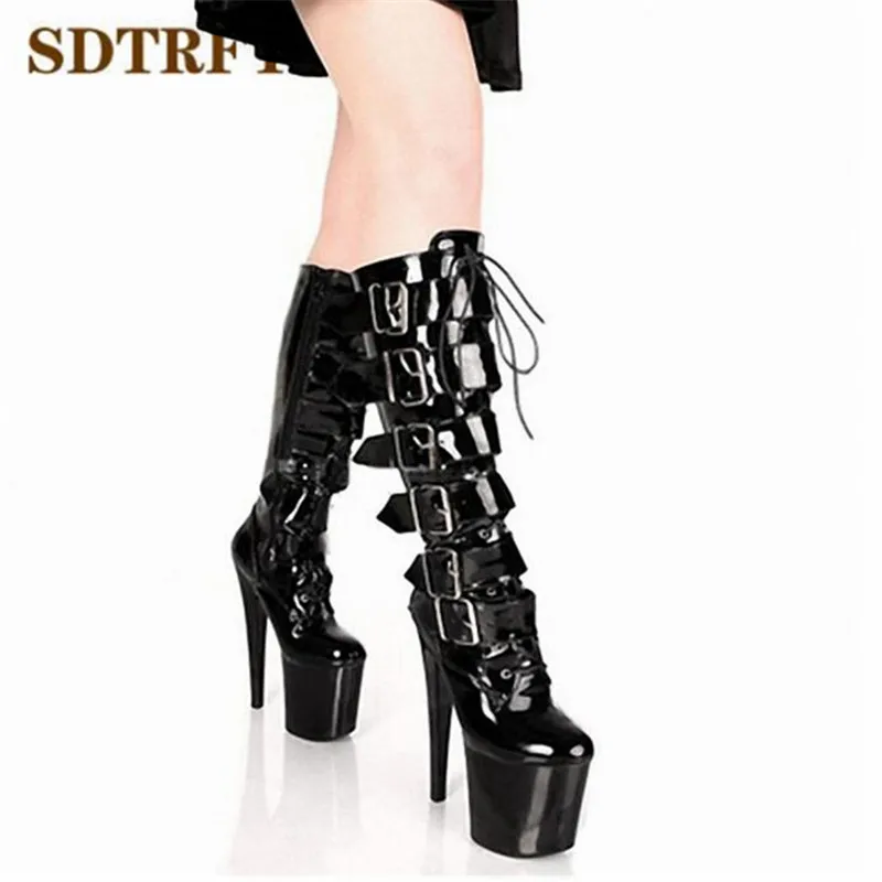 SDTRFT Fashion Show 23cm Thin Heels Knee-High boots Platform Spring/Autumn unisex botas mujer ladies wedding Pumps women\'s shoes