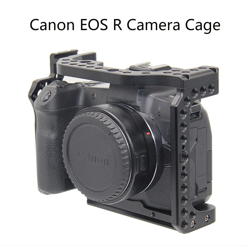 Pro Camera Cage for Canon EOS R with Coldshoe 3/8 1/4 Thread Holes Arca Swiss Quick Release Plate Camera Protective Cage