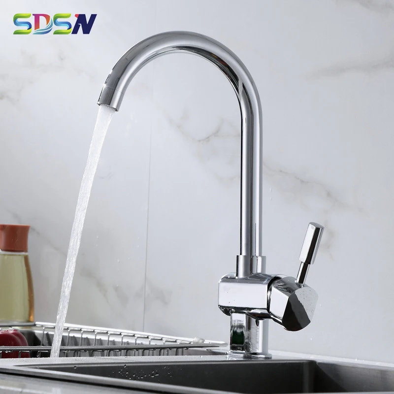 Kitchen Faucet SDSN 360 Degree Rotation Kitchen Sink Mixer Tap Quality Polished Chrome Kitchen Faucets Brass Kitchen Mixer Tap