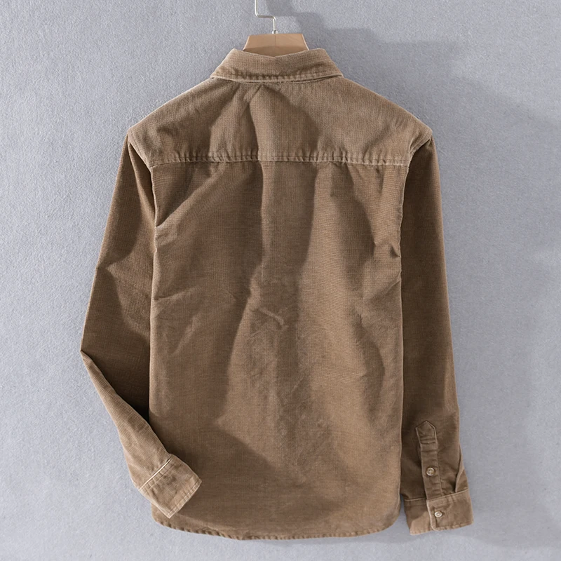 Suehaiwe\'s brand Italy corduroy long sleeved cotton shirt men fashion casual shirts for men comfortable trend shirt mens chemise