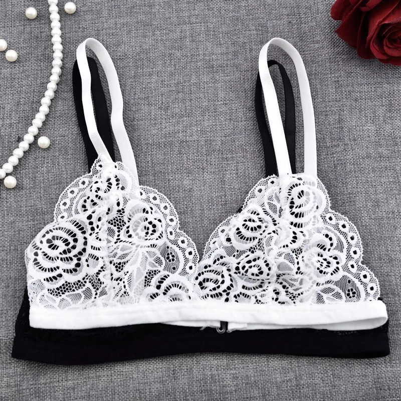 Women Transparent Lace Bra Ladies Sexy Invisible Bra Small Size Bras Fashion Holllow Out Bralette Floral Wire Free Bras