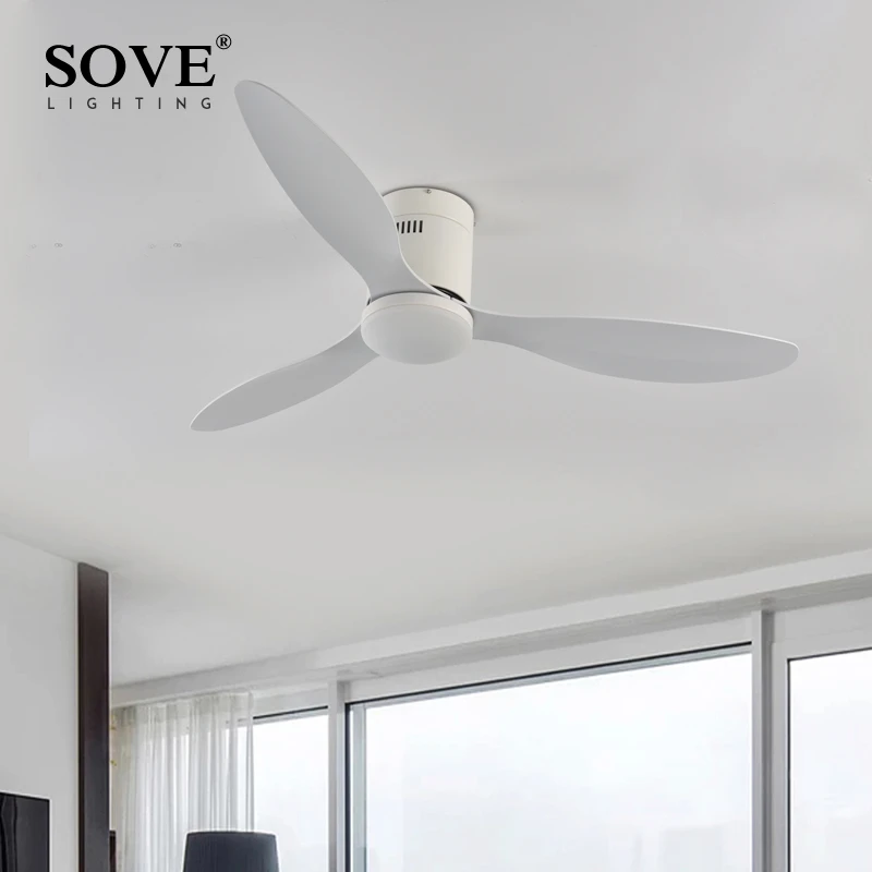 SOVE Low Floor Modern Led Ceiling Fan With Lights Simple Without Light DC Remote Control Home Fan Ventilador De Techo 220V 110V