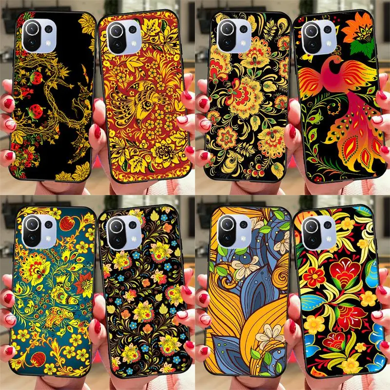 Чехол с русским цветочным узором для POCO F5 X3 X4 X5 Pro F4 GT C40 F3, чехол для Xiaomi 11T 12T Pro 12X13 Lite, чехол