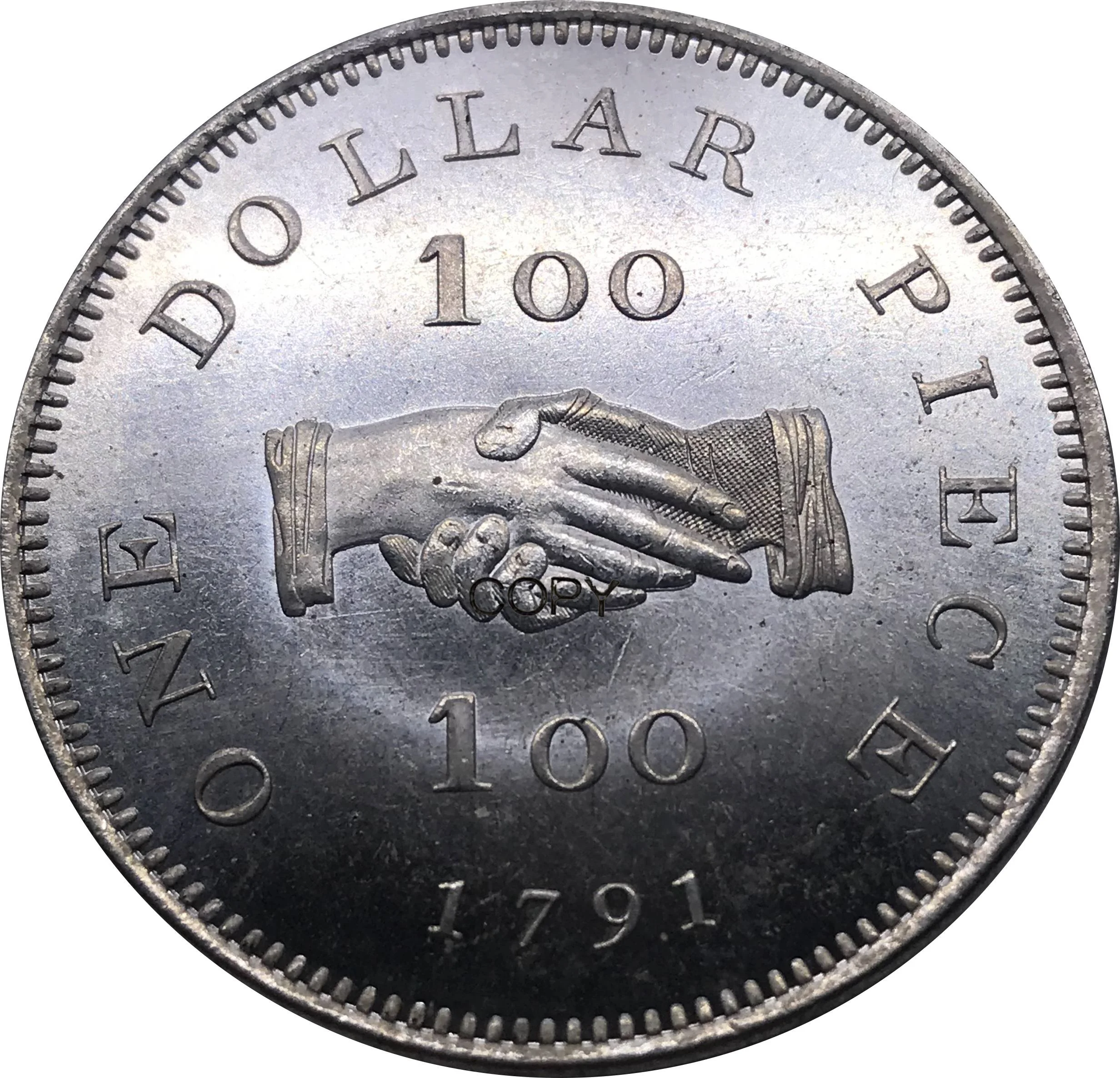 

1791 Africa British colony Sierra Leone Company 100 One Dollar Piece Metal Cupronickel Plated Silver Copy Souvenir Coin